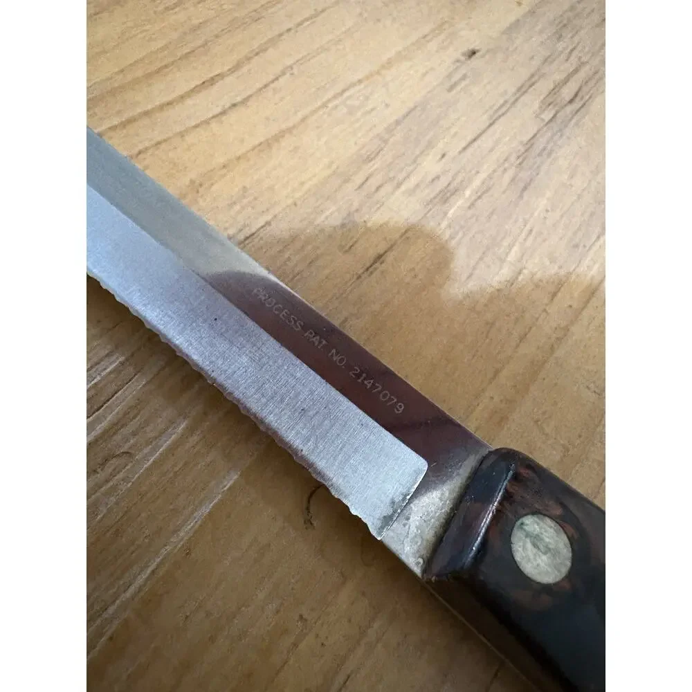 Cutco Serrated Slicing Carving Knife 1729 Dark Brown Handle Made in USA Vintage